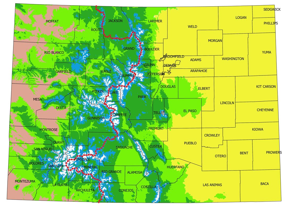a map of Colorado altitude life zones
