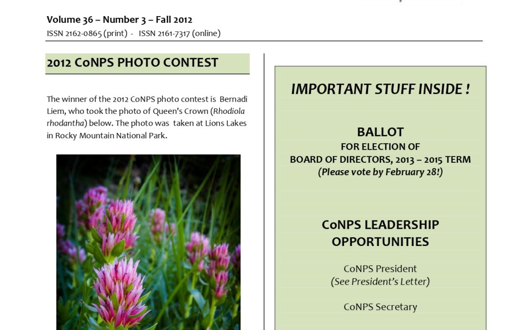 Volume 36 – Number 3 – Fall 2012